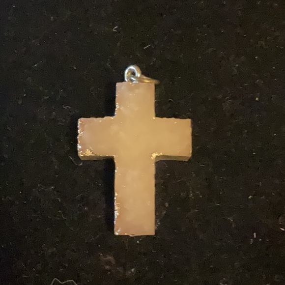 ✝️ ESTATE Jewelry Sale Beautiful Light Pink Quartz BOLD CROSS Pendant - Picture 2 of 5